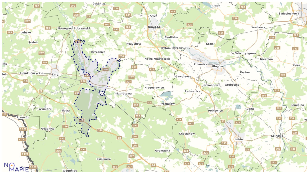 Mapa obszarów ochrony przyrody Żagania
